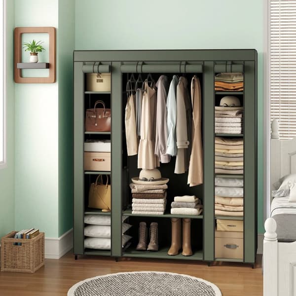 Rootz Fabric Garderobe Cabinet - Stof skab - Ikke -vævet opbevaring - Rumbesparende design - 45 cm x 150 cm x 175 cm