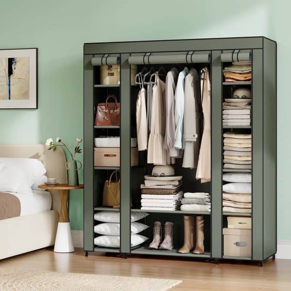 Rootz Fabric Garderobe Cabinet - Stof skab - Ikke -vævet opbevaring - Rumbesparende design - 45 cm x 150 cm x 175 cm