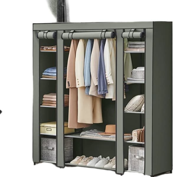 Rootz Fabric Garderobe Cabinet - Stof skab - Ikke -vævet opbevaring - Rumbesparende design - 45 cm x 150 cm x 175 cm