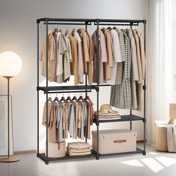 Rootz Garderobe tøjstativ - Beklædningsarrangør - Tøjbjælke - Holdbart stål & plast - 43x138x182cm - Lagringsløsning med høj kapacitet
