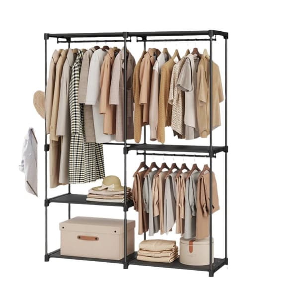 Rootz Garderobe tøjstativ - Beklædningsarrangør - Tøjbjælke - Holdbart stål & plast - 43x138x182cm - Lagringsløsning med høj kapacitet