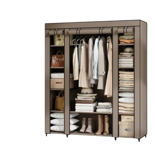 Rootz Garderob Fabric Cabinet - Lagringsenhet - Klädarrangör - Hållbar fleece -beläggning - 45x150x175cm