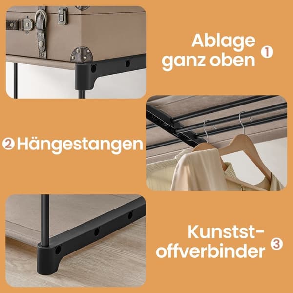 Rootz garderobskläderställ - garderobsstativ - stålram - rymdbesparande förvaring - 182 x 43 x 182 cm