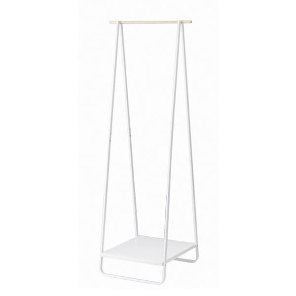 YAMAZAKI - Klädställning i metall och trä - H140 cm - Vit-Vit