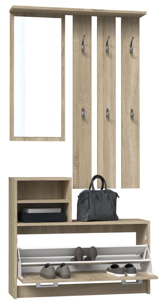 VERA GARDEROBE SPEJLBØJER + SKOSKAB SONOMA EGE