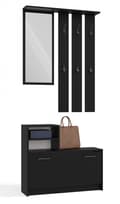 Miniatyrbillede 1 af 8: GARDEROBE VERA BØJLE SPEJL + SKOSKAB SORT