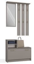 Miniatyrbillede 1 af 8: GARDEROBE VERA BØJLE MED SPEJL + SKOSKAB LERGRÅ