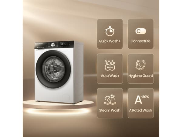 Hisense WD3S8043BW3 - Vaskemaskin/tørker - Wi-Fi - bredde: 59.5 cm - dybde: 51 cm - høyde: 84.5 cm - frontileggelse - 54 liter - 8 kg - 1400 rpm - hv