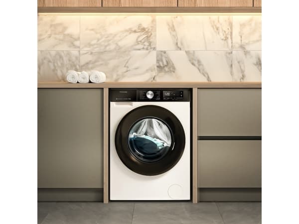 Hisense WD3S8043BW3 - Vaskemaskin/tørker - Wi-Fi - bredde: 59.5 cm - dybde: 51 cm - høyde: 84.5 cm - frontileggelse - 54 liter - 8 kg - 1400 rpm - hv