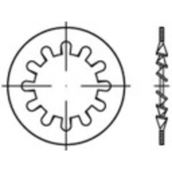 TOOLCRAFT 138376 Tandad skiva Inre diameter: 4.3 mm DIN 6797 Fjäderstål galvaniskt förzinkad 500 st