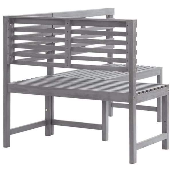 vidaXL Kulmapenkki harmaa 140 cm täysi akaasiapuu