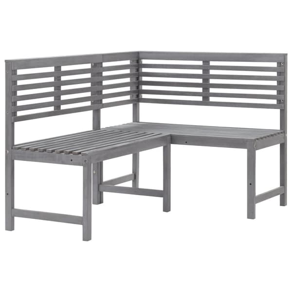vidaXL Kulmapenkki harmaa 140 cm täysi akaasiapuu