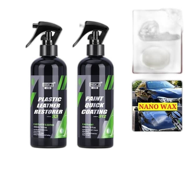 Autojen Nahkaverhoilun Kunnostusneste - Muovin Kunnostaja & Sisustan Hoitoaine S3-300ml x S12-300ml