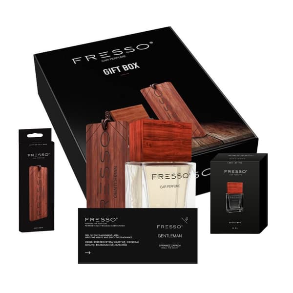 FRESSO MINI GIFT BOX GENTLEMAN - AUTON TUOKSUSUIHKU 50ML + RIPUSTUSKORISTE