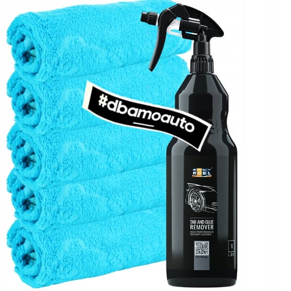 Rengöring av bil med ADBL Tar Glue Remover för att ta bort tjära, lim + mikrofiber