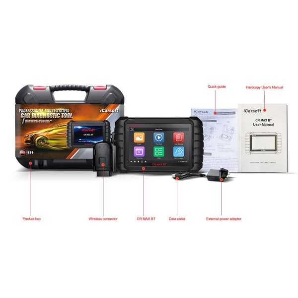 iCarsoft CR Max Bluetooth vikakoodinlukija - ammattimainen auton diagnostiikkatyökalu, jossa on langaton OBD-yhteys