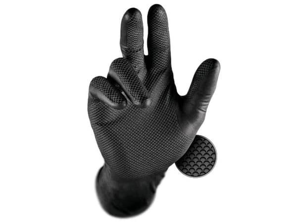 Disposable nitrile gloves with rough palm GRIPAZZ, black, size 2XL (50pcs.)