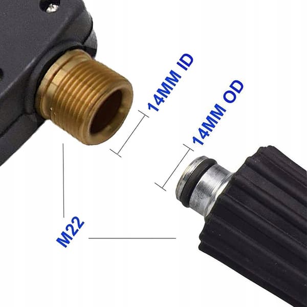 Painepesurin pistoolisarja 4350PSI 22mm + Rosfix Täydellinen sarja 5 suutinta (0°, 15°, 25°, 40°, 60°) + vaahdotin 1000 ml