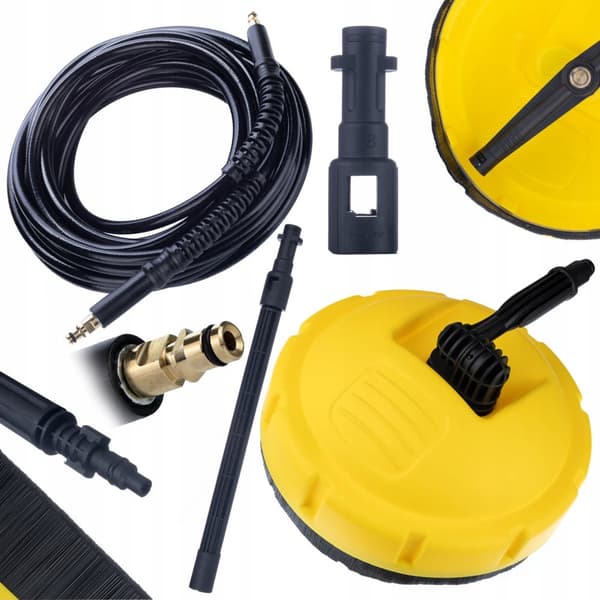 Rosfix T-racer cube vaskebørste til Karcher højtryksrensere + 10m Click-Click højtryksslange til Kärcher højtryksrenser