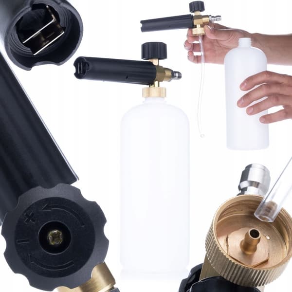 Rosfix 5x Aktivt Skum - Skumpulver för skummare/tornado 6g + Skummare 1000ml för högtryckstvätt + Spolrör/adapter (1/4QRC-Kärcher K)