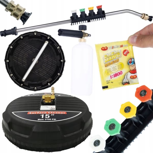 Rosfix T-Racer 1 kubebørste + 1/4" højtryksrenserlanse, bøjet, 15 + 5 dyser og håndtag + 1000ML skumpistol + 6G skumpulver
