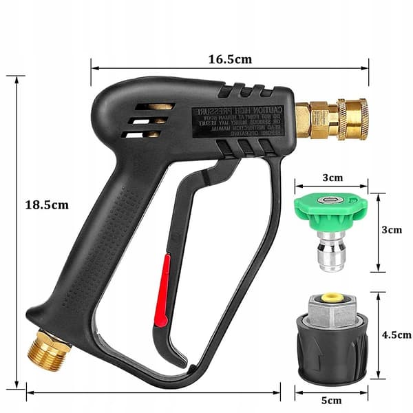 Højtryksrenserpistol 5000PSI med 22 mm tilslutningsgevind og 1/4" lynkobling til Kärcher Click + sæt med 5 dyser