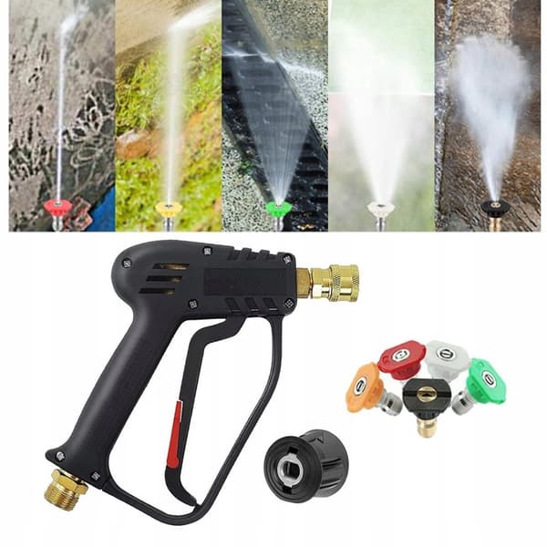 Højtryksrenserpistol 5000PSI med 22 mm tilslutningsgevind og 1/4" lynkobling til Kärcher Click + sæt med 5 dyser