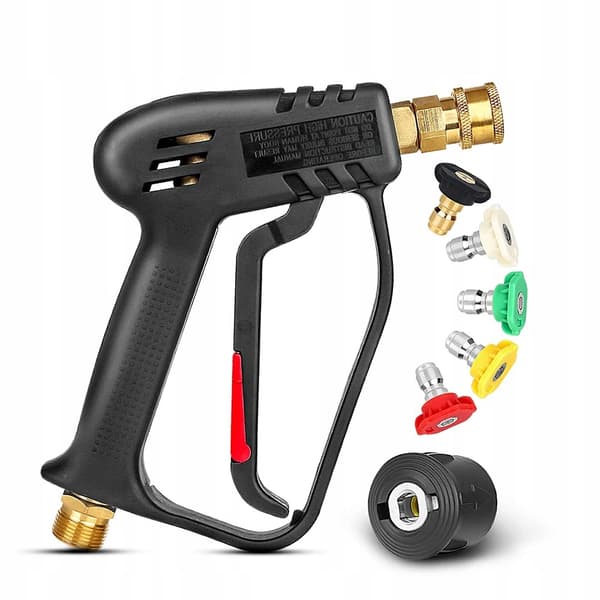 Högtryckstvättpistol 5000PSI med 22 mm anslutningsgänga och 1/4" snabbkoppling för Kärcher Click + set med 5 munstycken
