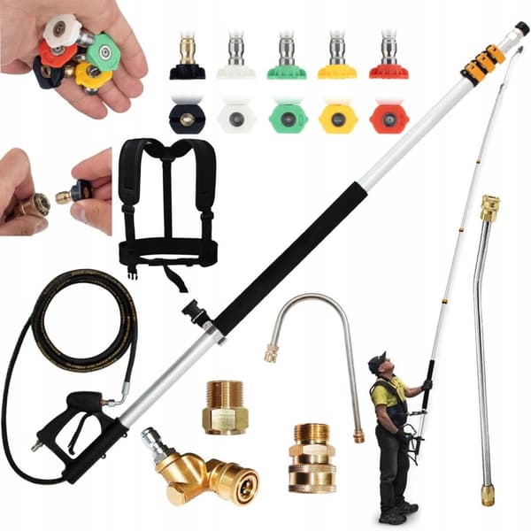 Teleskooppiputki painepesurille 1,5 m-7,3 m Karcher HD HDS 4000 PSI hihnalla ja suuttimilla
