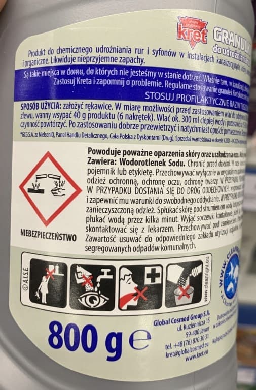 KRET Granulat för att rensa rör 800 g
