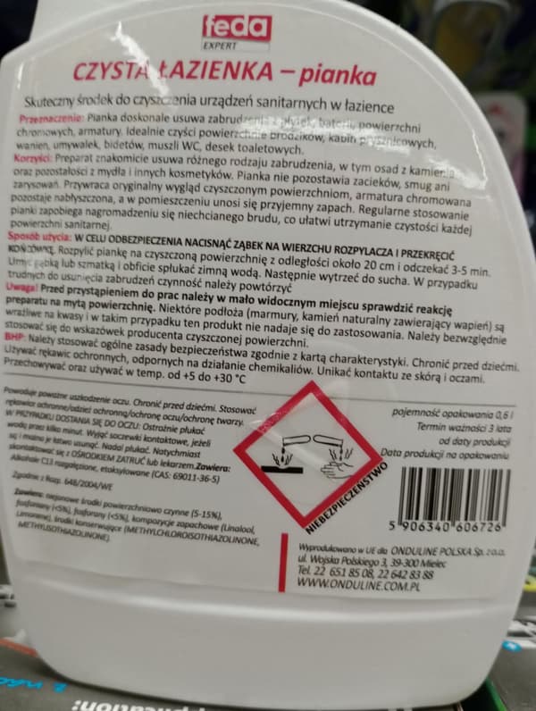 Feda kylpyhuoneen puhdistusvaahto 0,6 l