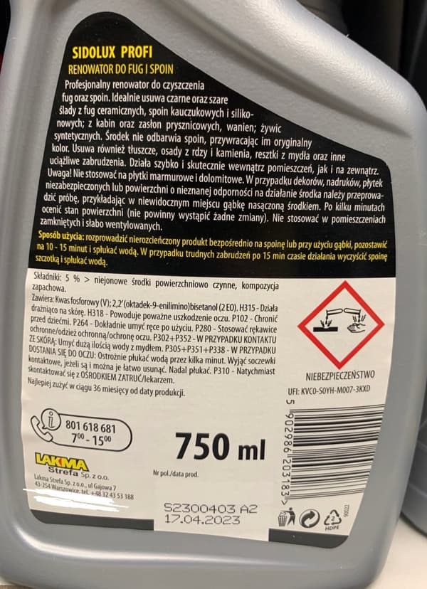 Sidolux fog- och fogrengöring 750 ml