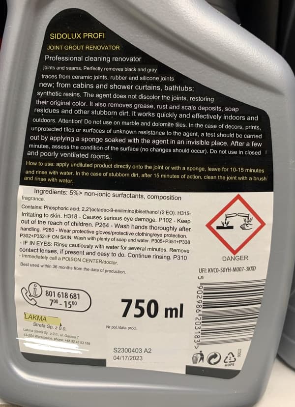 Sidolux fog- och fogrengöring 750 ml
