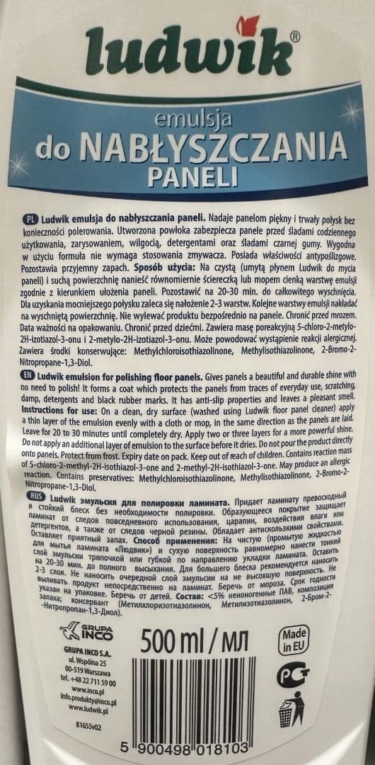 Ludwik emulsion til polering af paneler 500 ml