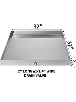 32x32x2,5 tums tvättmaskinsbricka i rostfritt stål med dräneringshål, helsvetsad konstruktion, modern design, enkel rengöring