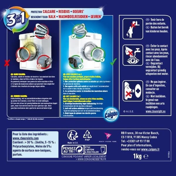 3 in1 Anti-Scale Powder Tvättmaskin Rengöring - 40 tvättar
