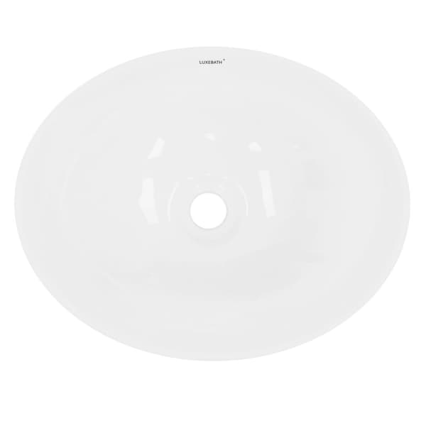 ECD Germany vask bassin herunder affald sæt med overløb -. Ca 410 x 330 x 142 mm - Keramik - Hvid - øverste bassin top håndvask håndvask monteret