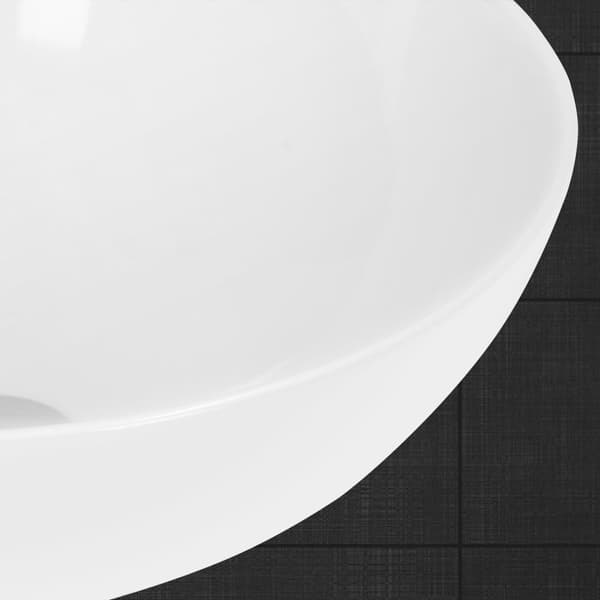ECD Germany vask bassin herunder affald sæt med overløb -. Ø 400x147 mm - Keramisk - rund - hvid - håndvask tæller bækkenet top håndvask Countertop
