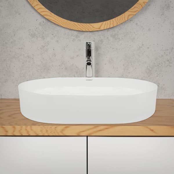 Keramisk vask forfængelighed køkkenbordet håndvask bassin håndvask 605 x 380 mm