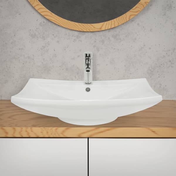 Keramisk vask forfængelighed køkkenbordet håndvask bassin håndvask 605 x 460 mm