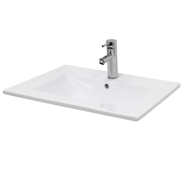 ECD Germany Håndvask Håndvask 610 x 465 x 175 mm keramisk hvid Indbygget håndvask Indbygget håndvask Vaskeskål Håndvask Indbygget håndvask Bordplade