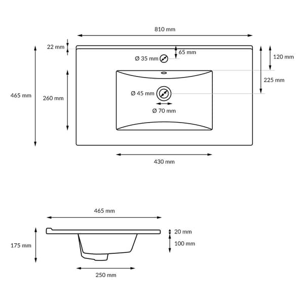 ECD Germany pesuallas pesuallas 810 x 465 x 175 mm keraaminen valkoinen sisäänrakennettu pesuallas sisäänrakennettu pesuallas pesukulma käsinpesuallas