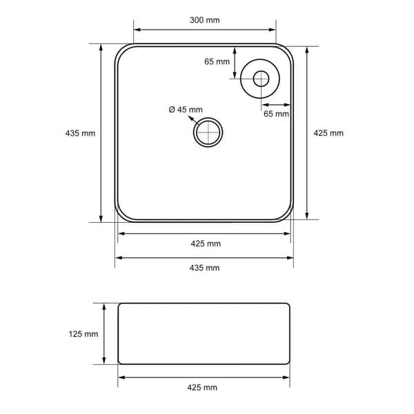 ECD Germany pesuallas pesuallas - 435 x 435 x 125 mm - valmistettu keraamisesta - valkoinen - työtaso pesuallas tiskiallas pesuallas pesuallas käsin