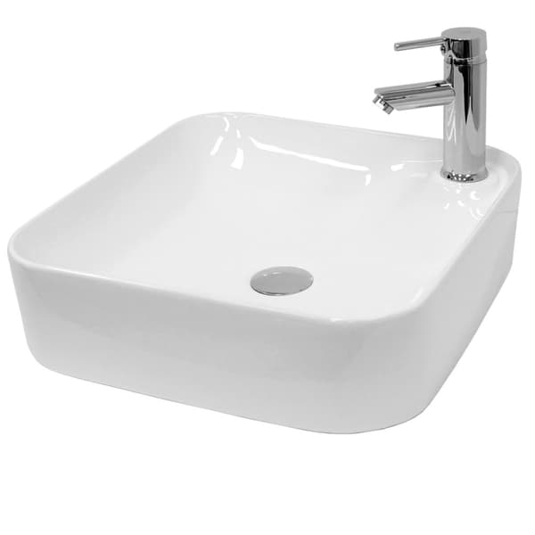ECD Germany håndvask håndvask inkl. Affaldssæt uden overløb - 435 x 435 x 125 mm - lavet af keramik - hvid - bordplade håndvask bordplade håndvask