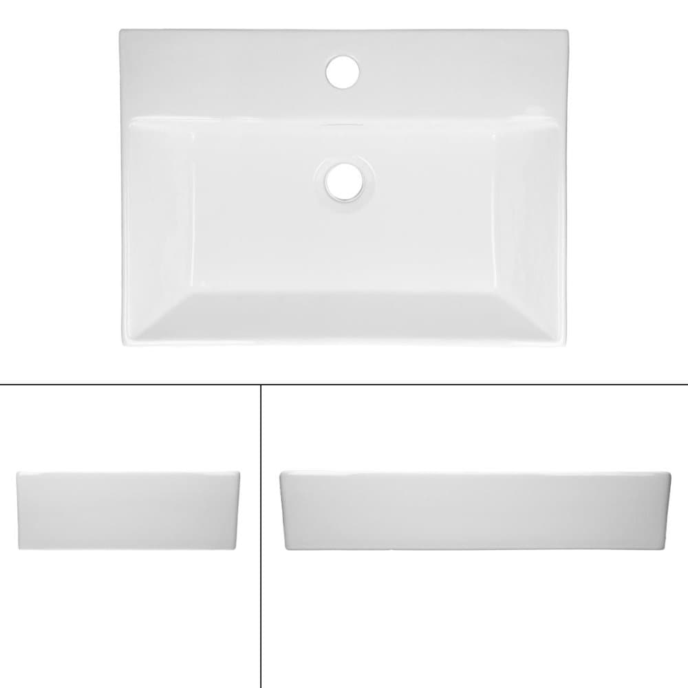 ECD Germany håndvask håndvask inkl. Affaldssæt med overløb - 515x360x130 mm - lavet af keramik - kantet - hvid - bordplade håndvask bordplade håndvask