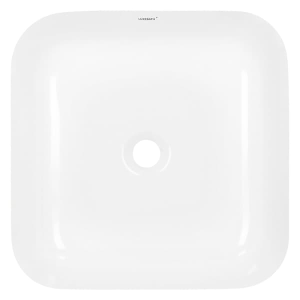 ECD Germany Badeværelse Keramisk håndvask Bordvask Vaskeskål Håndvask 390 x 390 x 140 mm - Kvadratisk - Hvid køkkenbord toilet + Pop-up affald 1 1/4