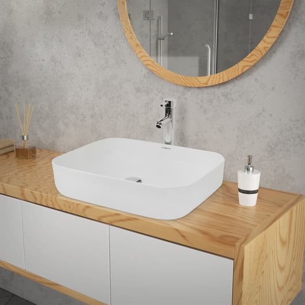 ECD Germany -keramiikka-altaan tiskialtaiden pesuallas pesuallas 505 x 395 x 135 mm - soikea - valkoinen työtaso-WC + Pop-Up-jätevirta 1 1/4 "uran
