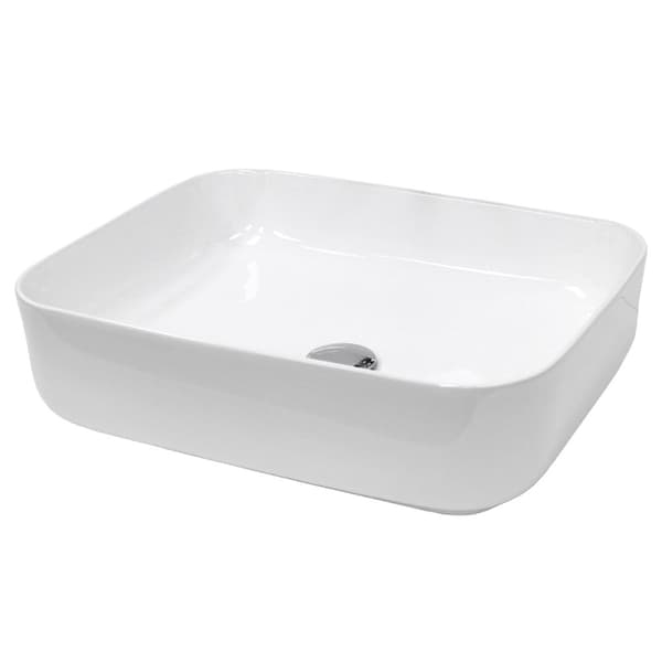ECD Germany -keramiikka-altaan tiskialtaiden pesuallas pesuallas 505 x 395 x 135 mm - soikea - valkoinen työtaso-WC + Pop-Up-jätevirta 1 1/4 "uran