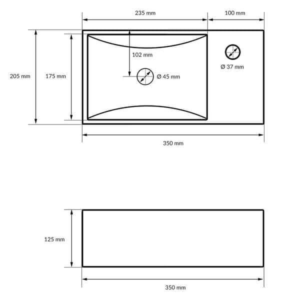 ECD Germany håndvask håndvask inkl. Affaldssæt med overløb - 415x360x130 mm - lavet af keramik - kantet - hvid - bordplade håndvask bordplade håndvask