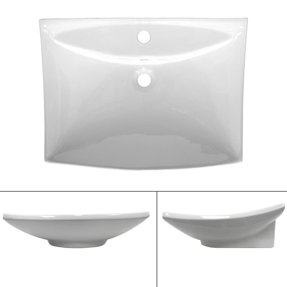 ECD Germany håndvask håndvask inkl. Affaldssæt med overløb - 605x460x165 mm - lavet af keramik - hvid - bordplade håndvask bordplade håndvask håndvask